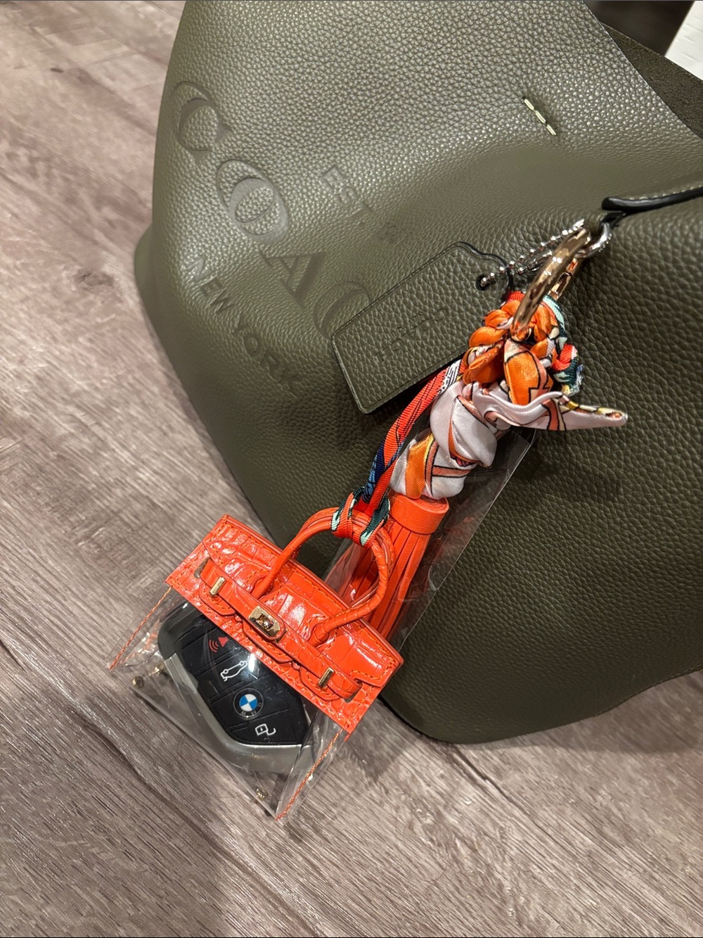 🌸 Summer Orange & Clear Mini Bag Charm & Keychain 🌸